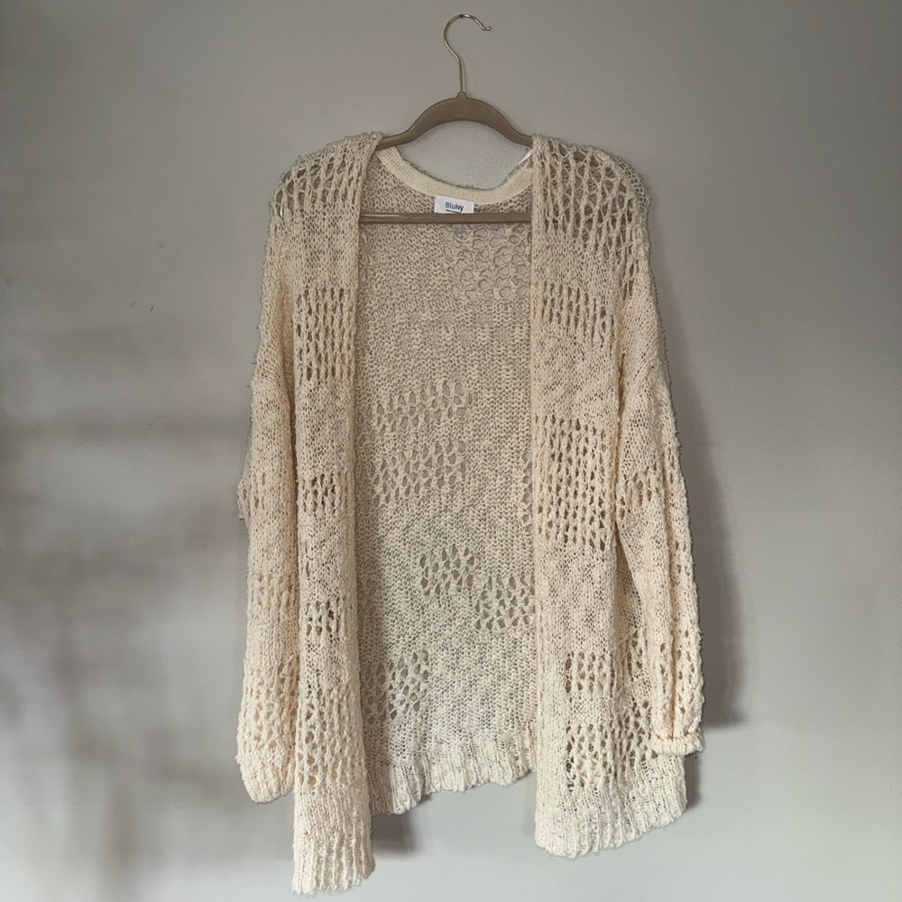 Bluivy Cream Open-Knit Cardigan